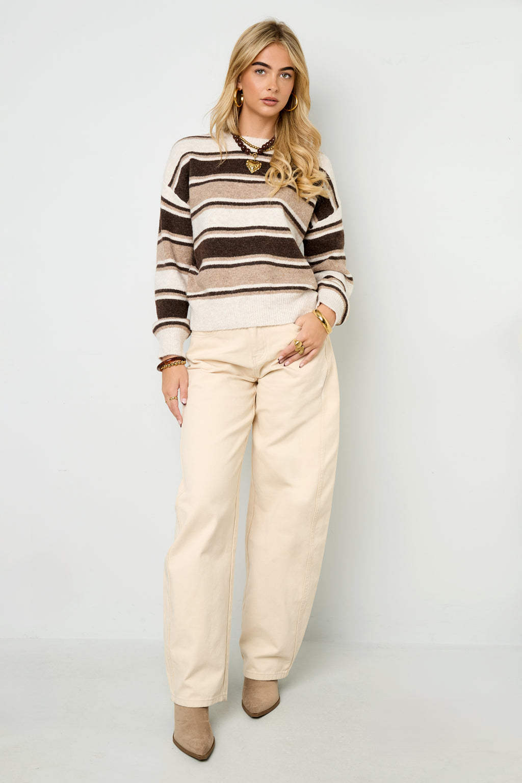 Polyester fiber (polyester) Knit sweaters Stripes Casual Fall/Winter  Clothes