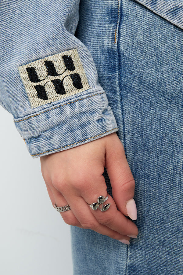 Denim Vrouwen Jas Classic Fit met Merklogo Patch
