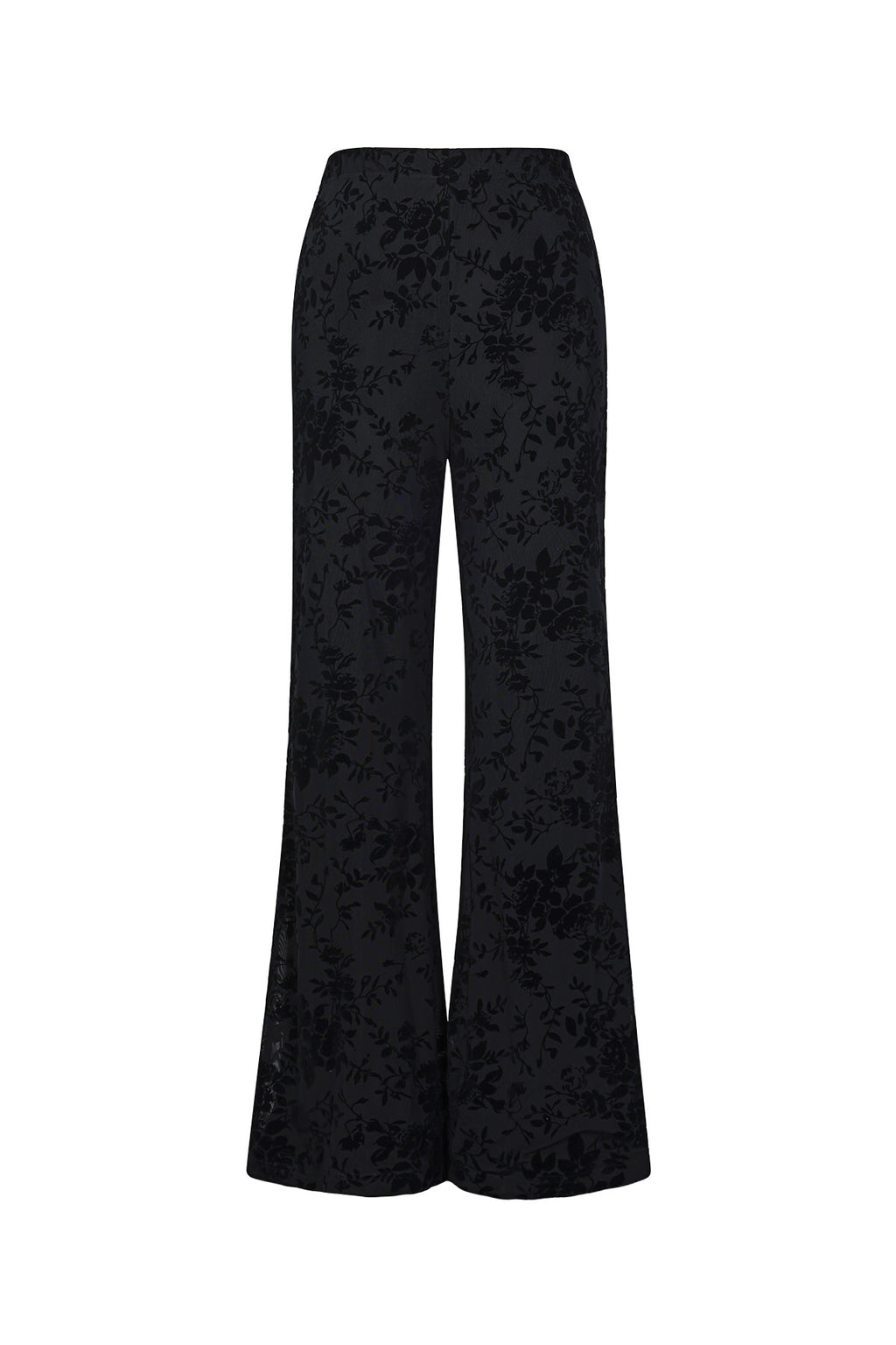 Mesh broek met suède bloemenprint – designed to match