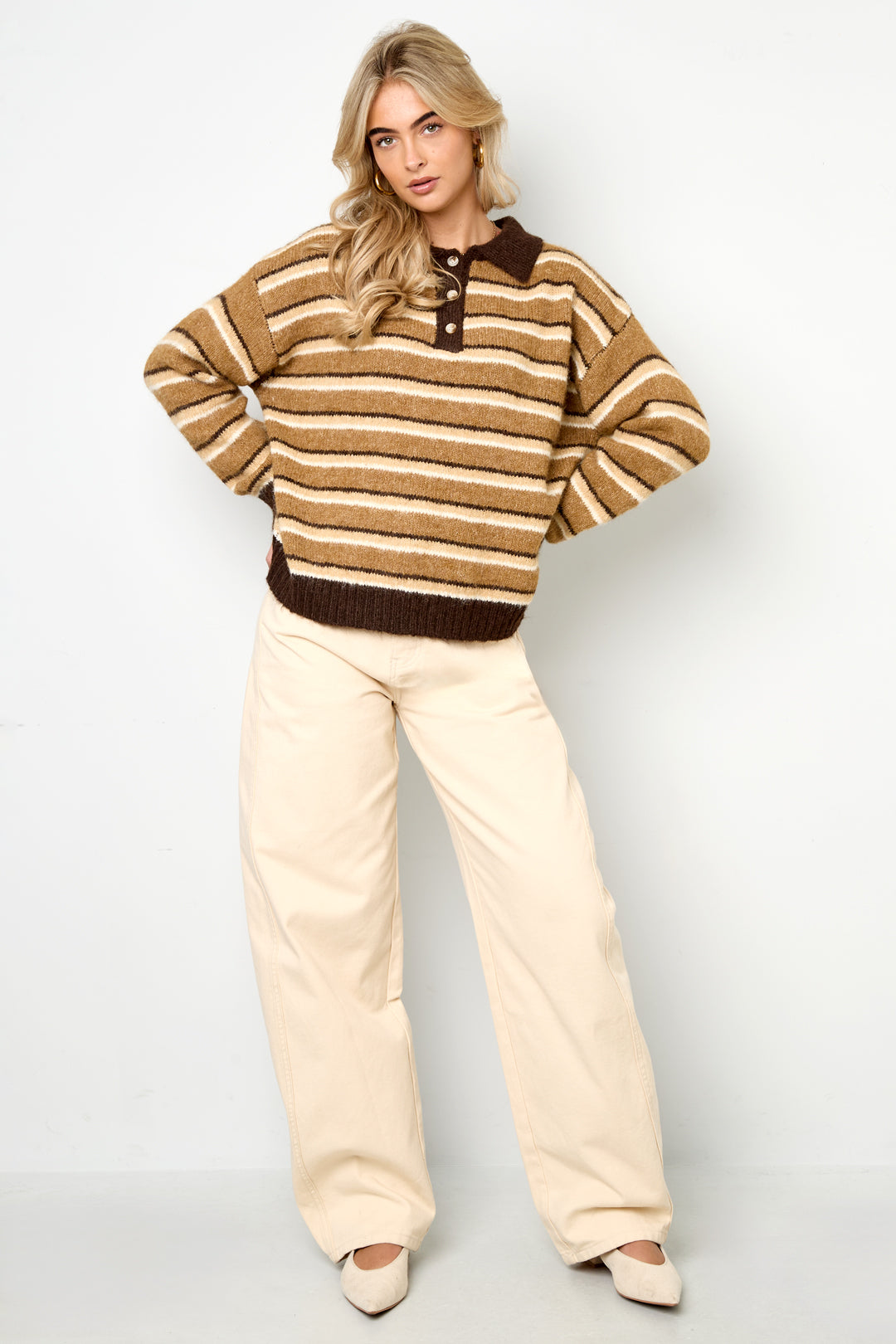 Gebreide polotrui met strepen