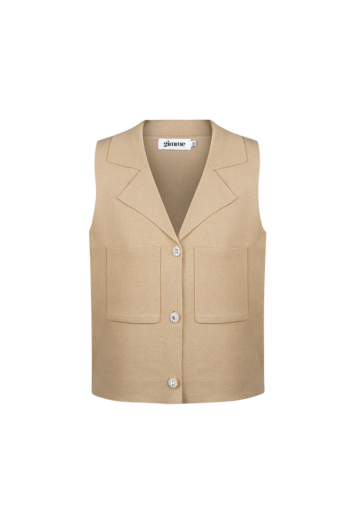 Viscose Dames mouwloze top V-hals knoopvoorkant