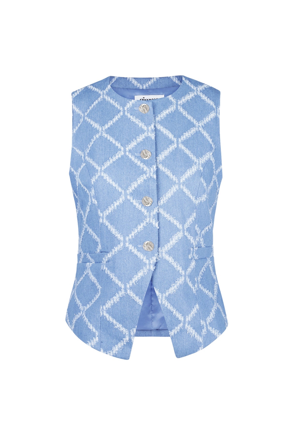 Cotton Vrouwen Mouwloze Top Gespeld Geometrisch Patroon