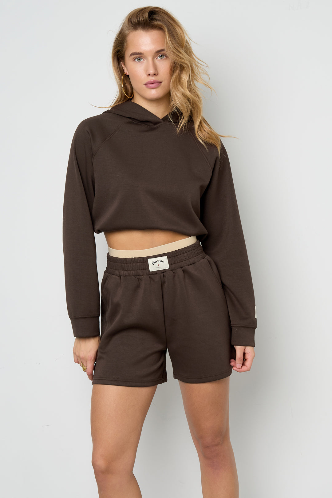 Gebreide Polyestervezel Vrouwen Hoodie Sportief Eenvoudige Kleur