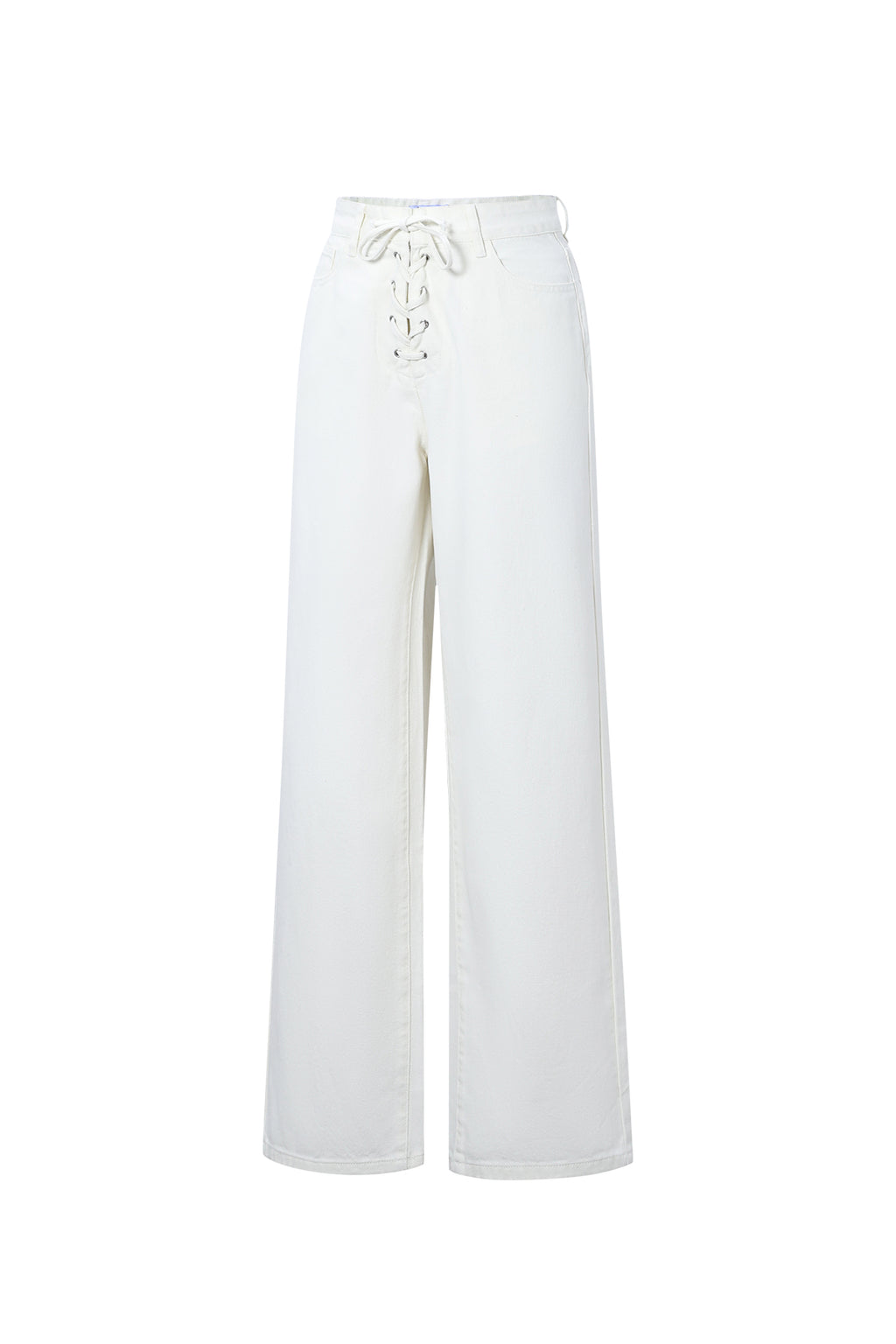 Jeans met vetersluiting